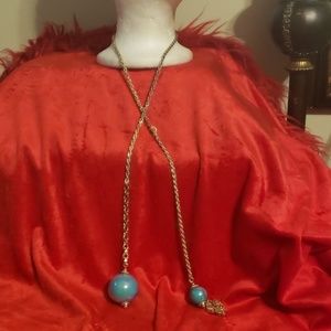 Gold and turquoise  chain necklace